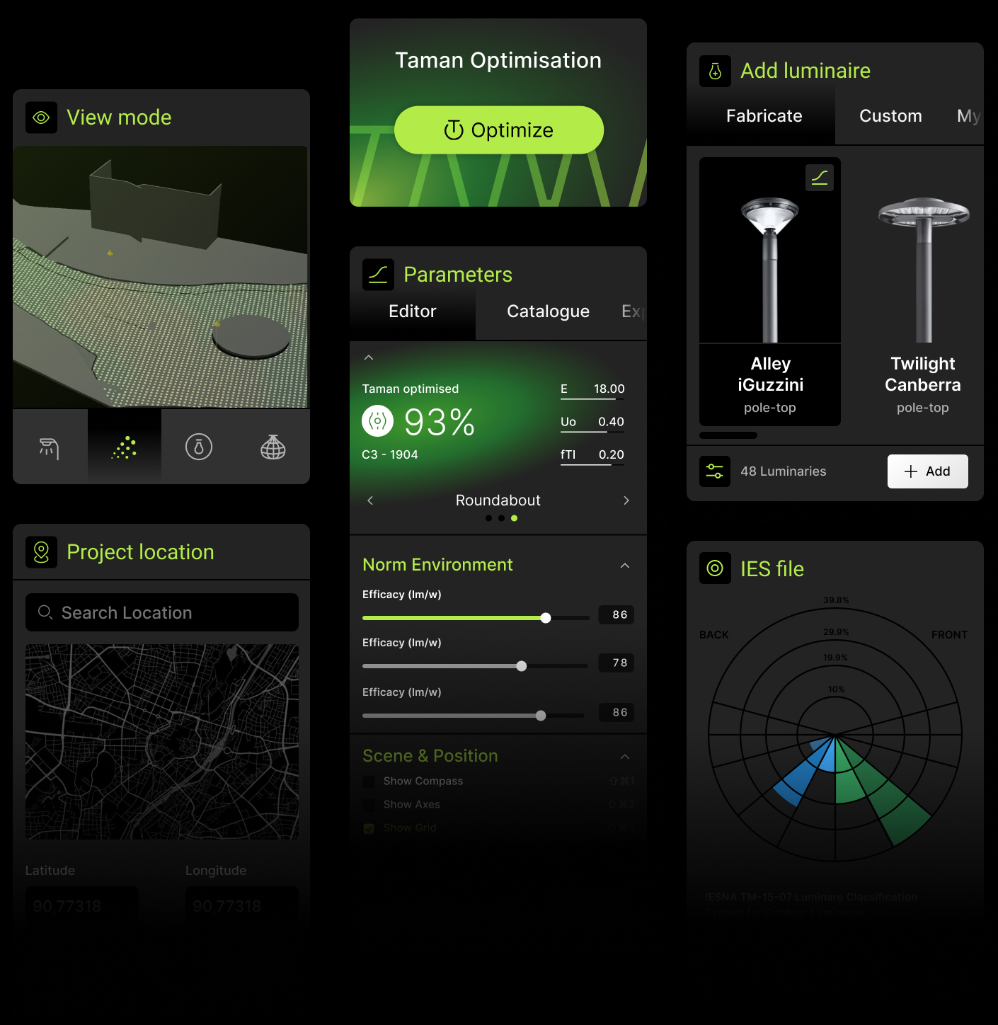 Urban lighting at night